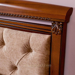 Кровать двойная (1600x2000) Lorenzo вишня с кутаной головной и без ножной спинки