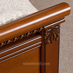 Кровать двойная (1800x2000) Lorenzo вишня с кутанной головной и ножной спинкой