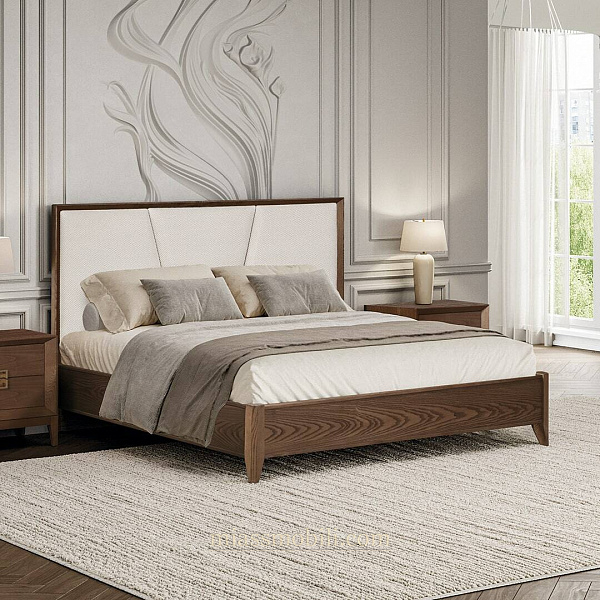 Кровать двойная (1600x2000) с мягким элементом без ножной спинки Modena орех Мокко