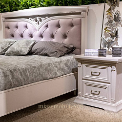 Кровать двойная (1600х2000) Lorenzo пудра с мягкой головной и без ножной спинки