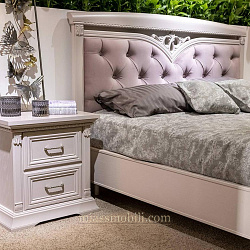 Кровать двойная (1800х2000) Lorenzo пудра с мягкой головной и без ножной спинки